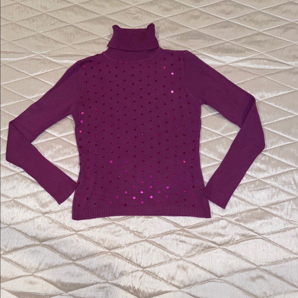 Purple sequence turtle neck